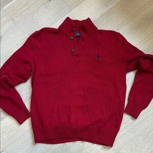 Polo by Ralph Lauren Men's Red Shawl-Collar Zip-Style Knit Sweater